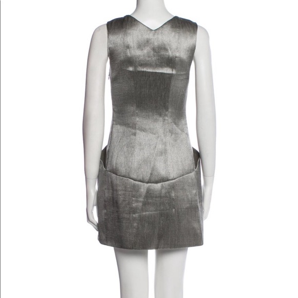 Theyskens' Theory Silk A-Line Mini Silver Metallic Dress - Picture 3 of 15